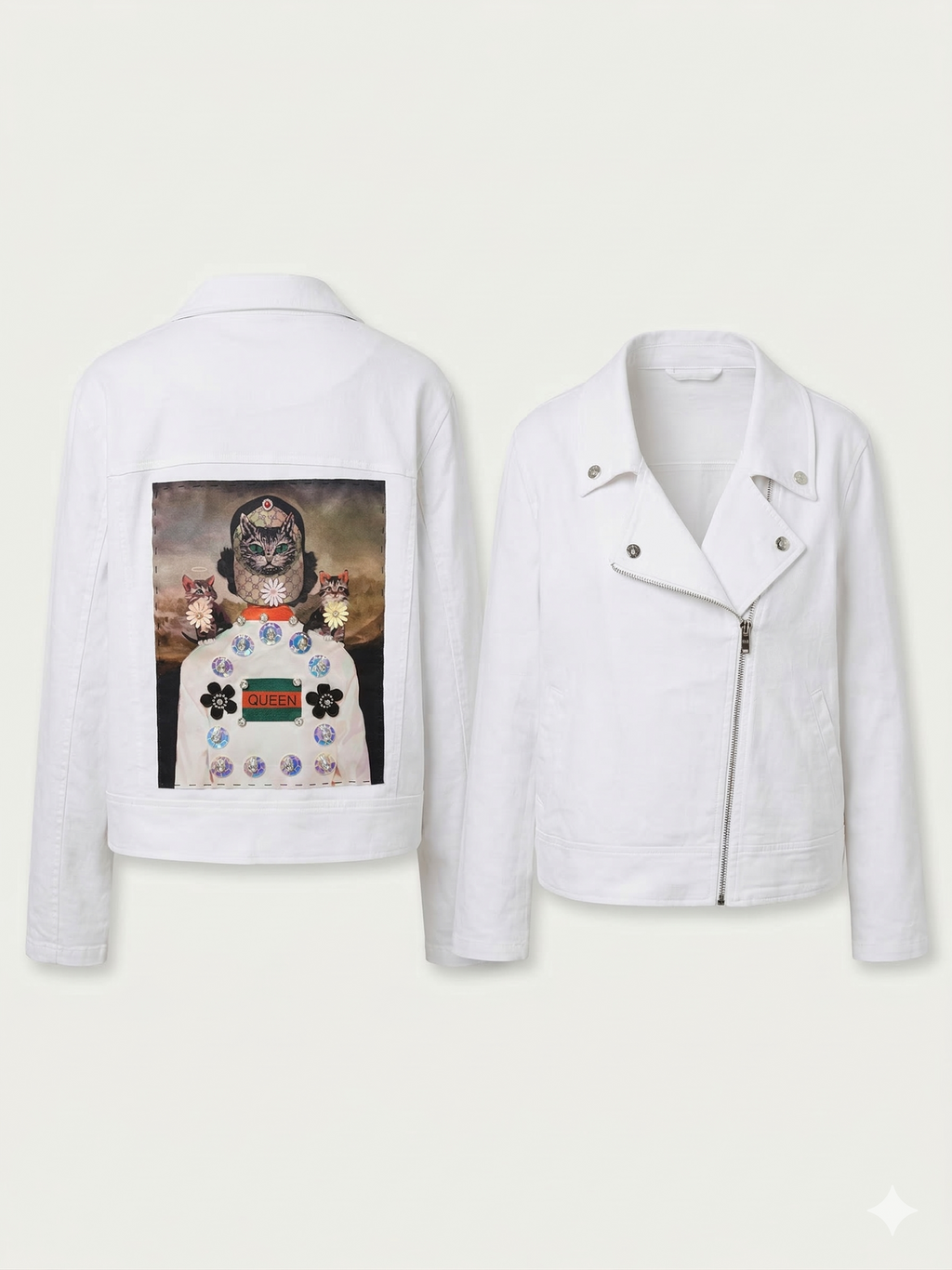 DKNY White Linen Moto Jacket