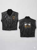 Truth Black Leather Women's Vest with Embroidered Patch