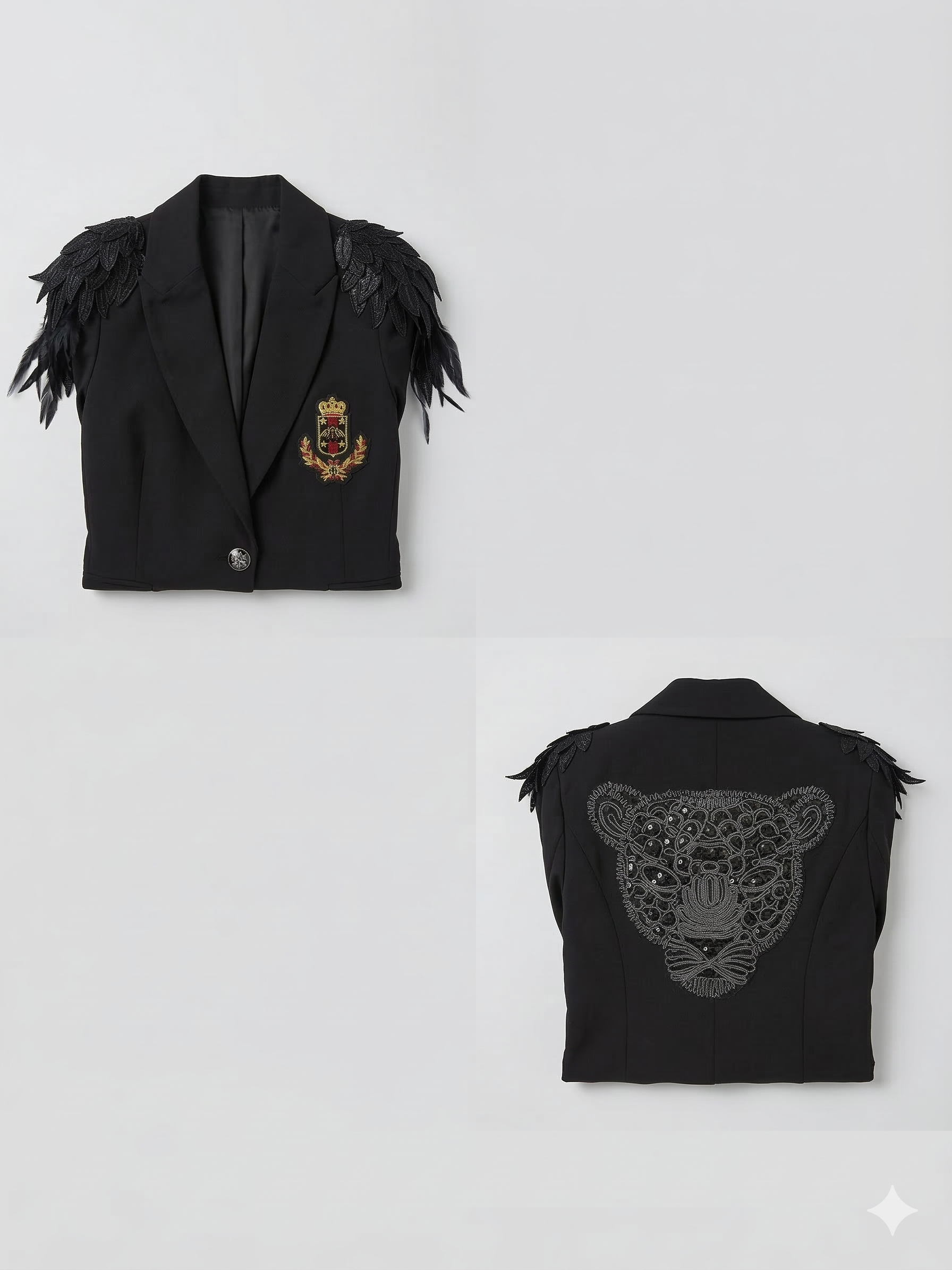 Elegant. Dark. Unforgettable.NICOLE MILLER Black Statement Blazer.
