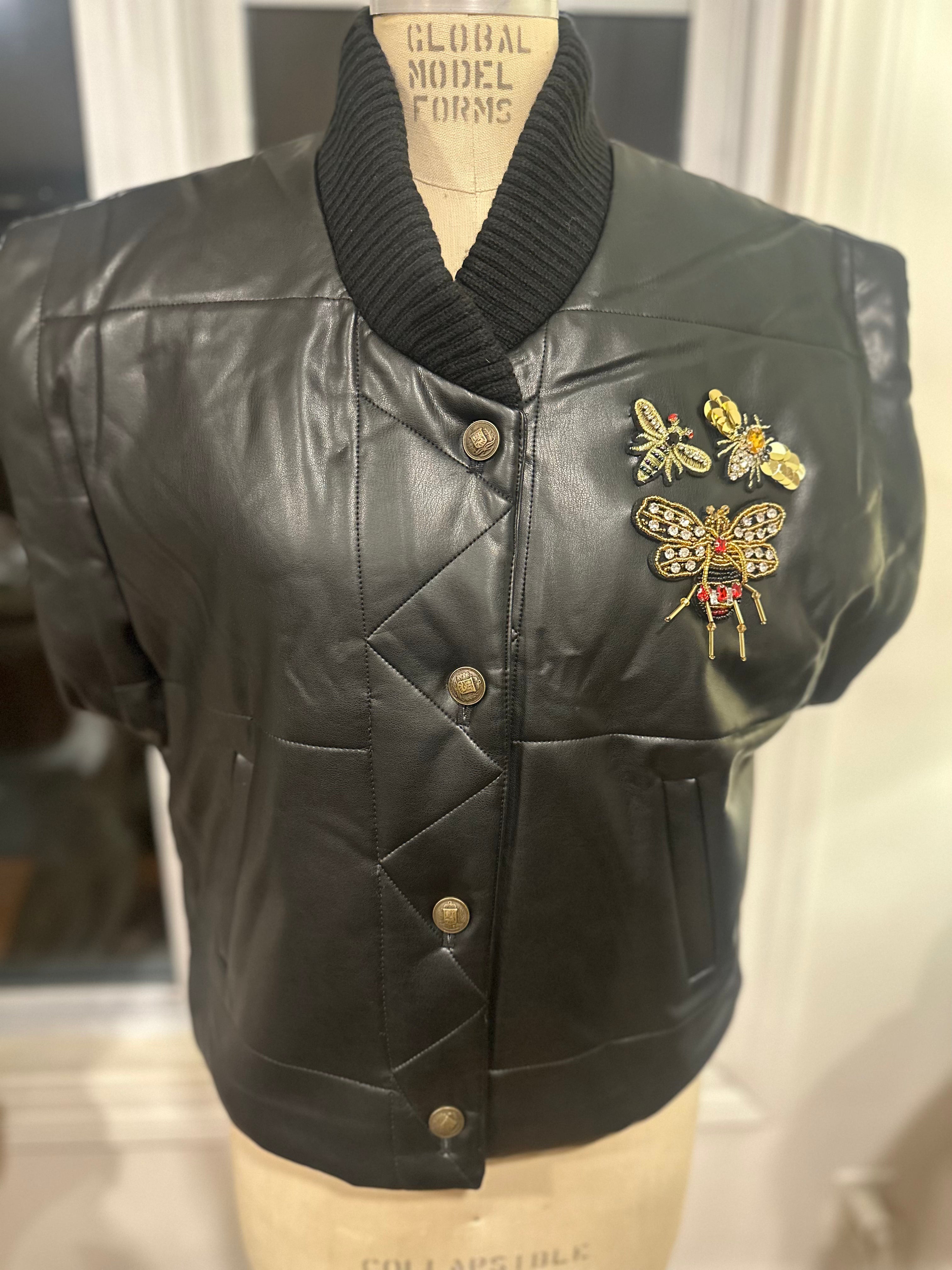Truth Black Leather Women's Vest with Embroidered Patch