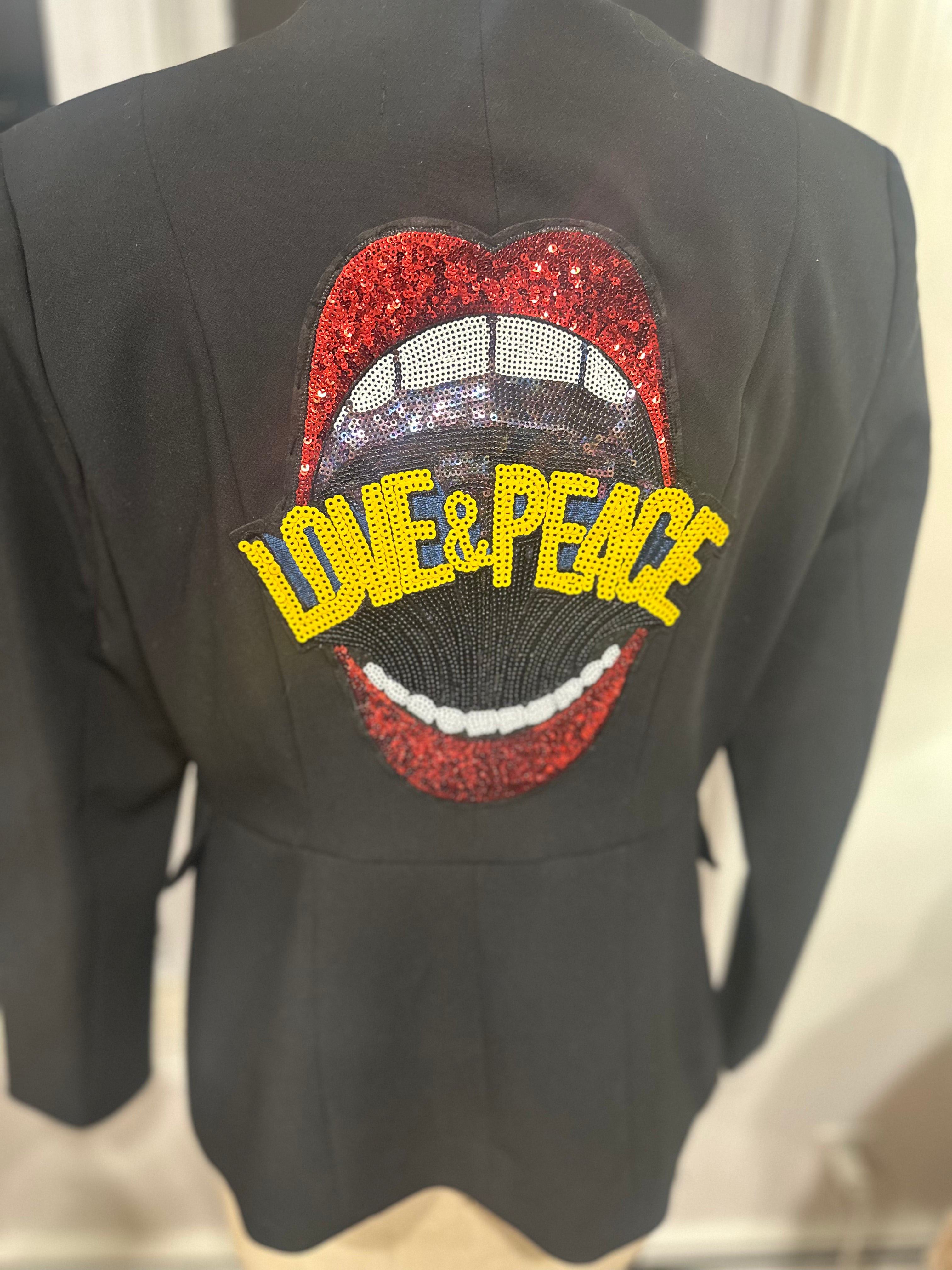Haver & Blair Black LOVE & PEACE Embellished Blazer