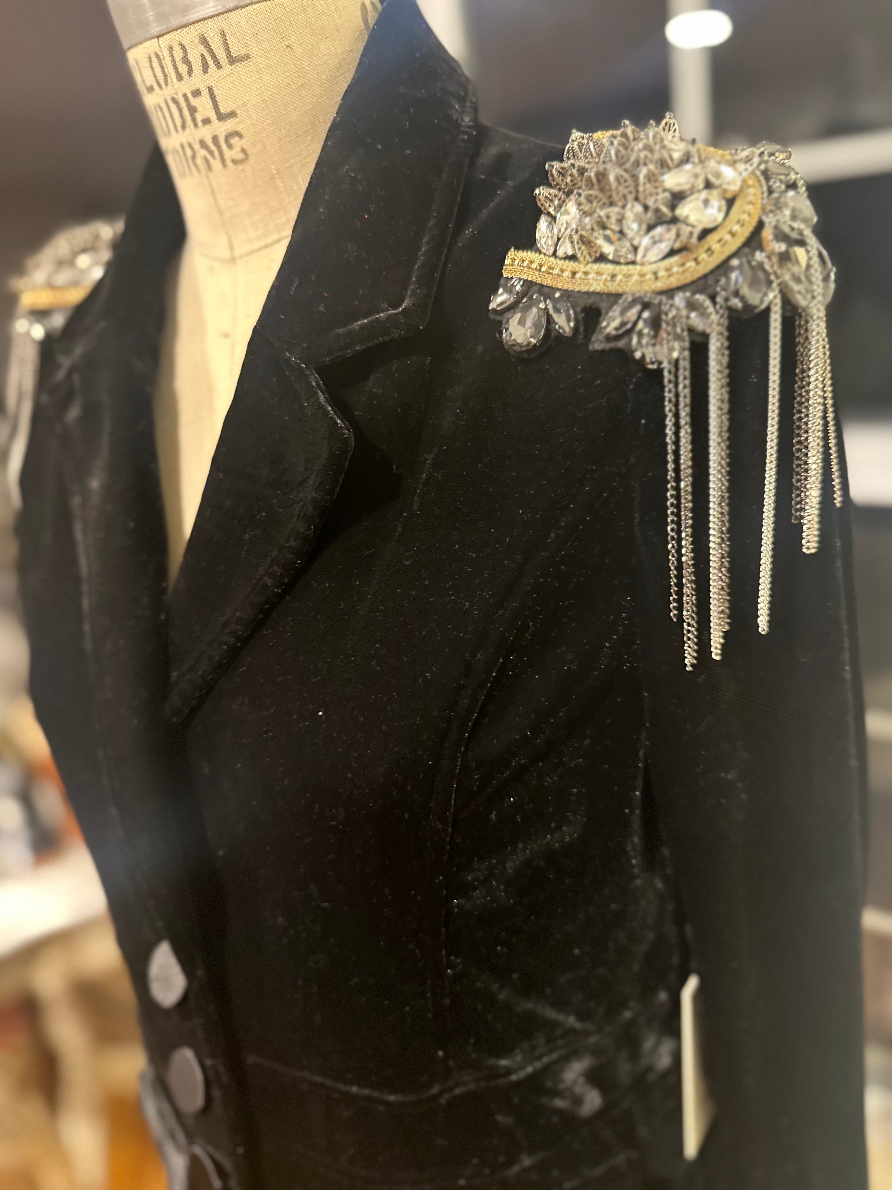 JOIE Black Velvet Statement Blazer
