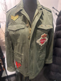 Zadig & Voltaire Olive Utility Jacket with Embroidered Patches