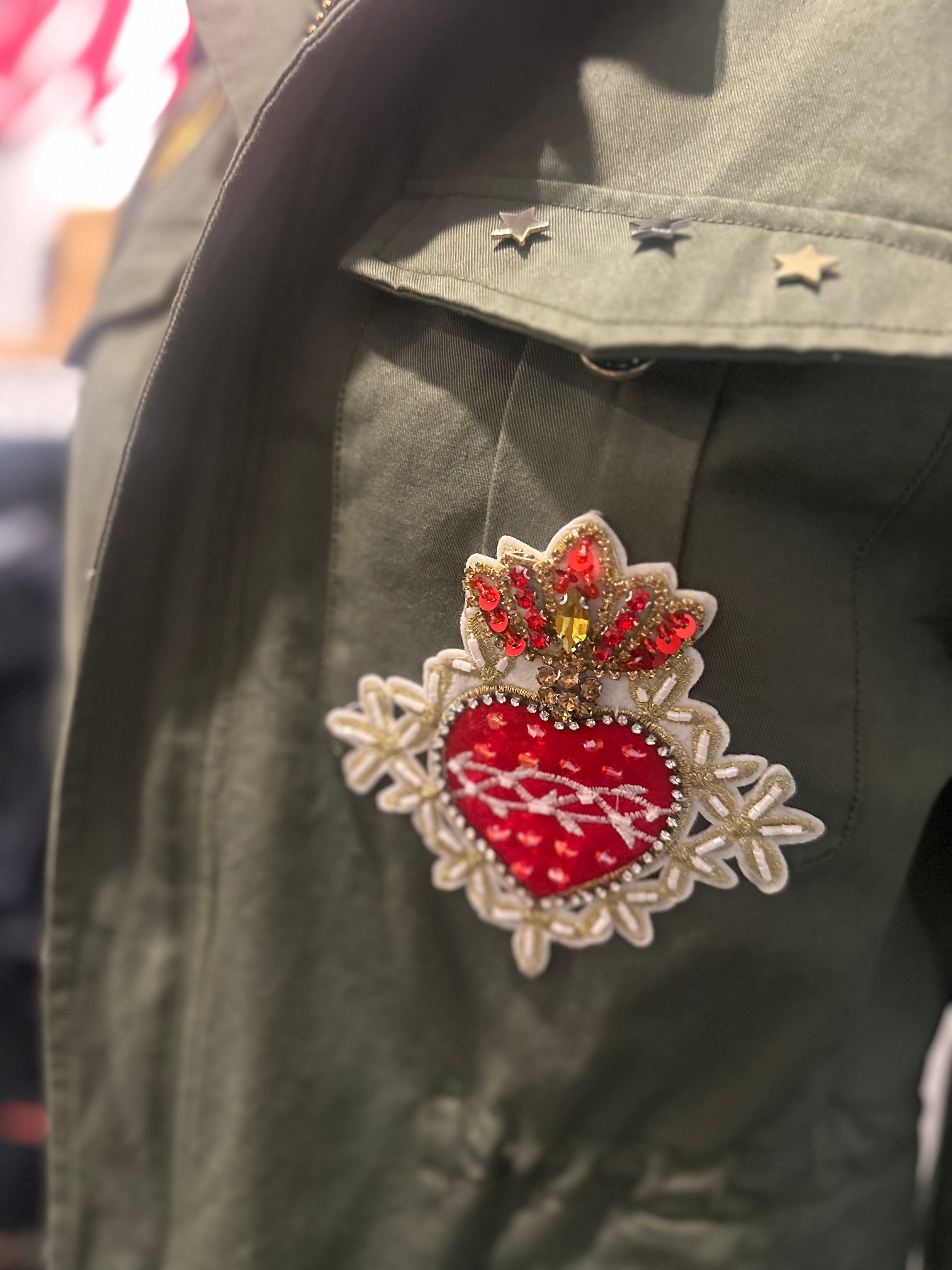 Zadig & Voltaire Olive Utility Jacket with Embroidered Patches